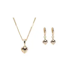 CLEO JOYAS & ACCESORIOS - Set Corazón Bombeado Rose Acero