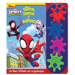 PI KIDS - ¡GIRA, LANZA Y SALVA SPIDEY LIBRO STEM CON ENGRANAJES