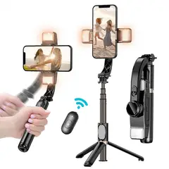 NANOTRON TECHNOLOGIES - Estabilizador Gimbal Q08d recargable con luz LED dual para celular Negro