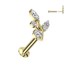 ADR JOYERIA CORPORAL - Piercing Oreja Hojitas Labret ADR Joyería Corporal