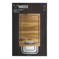 WAYU - TABLA DE MADERA CON BANDEJA DE ACERO INOXIDABLE