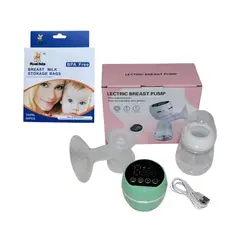 GENERICO - Pack Premium Extractor de Leche Eléctrico Portátil Rosado + Bolsas Recolectoras