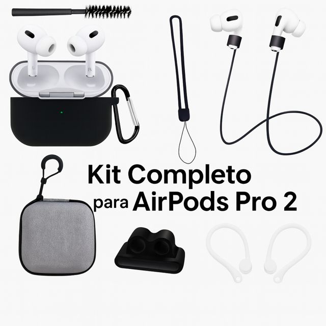 Kit Protector Para AirPods Pro 2 Excelente Calidad X 8 Piezas - NEGRO