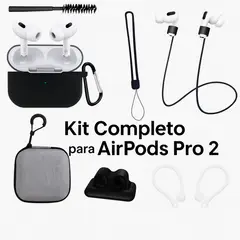 GENERICO - Kit Protector Para AirPods Pro 2 Excelente Calidad X 8 Piezas - NEGRO