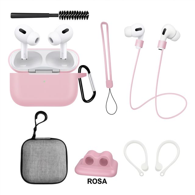 Kit Protector Para AirPods Pro 2 Excelente Calidad X 8 Piezas - ROSA