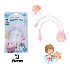 BABY - Aspirador Nasal para Bebés con Cepillo y Pinza BUHITA ROSADO
