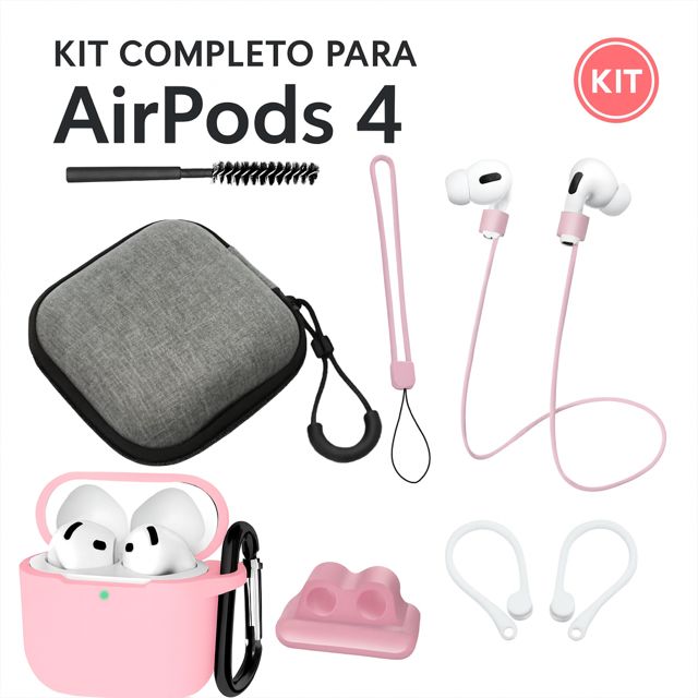 Kit Protector Para AirPods 4 (2024) 4.ª Generación Excelente Calidad X 8 Piezas - ROSA
