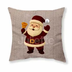 GENERICO - FUNDA NAVIDEÑA DE COJIN EFECTO BORDADO Y APLICACIONES - PAPA NOEL