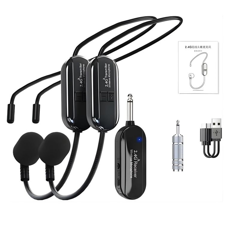 Micrófono Diadema 24G Recargable con Reducción de Ruido para Profesores y Cantar