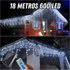 ARTEZA - Luces Cascada 18m Blanco Solar IP44 con Carga USB Tipo C