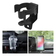 GENERICO - Soporte de teléfono y portavasos 2 en 1 para Suzuki Jimny 2019-2026, negro