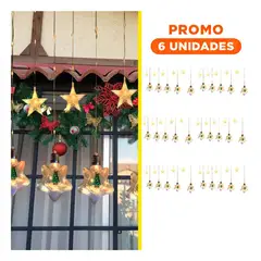 GENERICO - Pack6 Guirnalda de Estrella Amarilla para Decoración Hogar con Luces Led