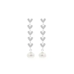 BALIQ - Aretes Corazón con Perla Plata 925