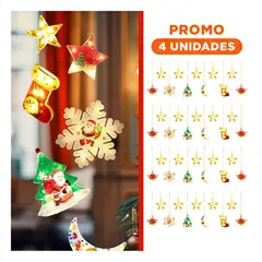 ANIMALIA - Pack4 Serie de Luces con Multifguras y Estrellas para Fiestas Navideñas