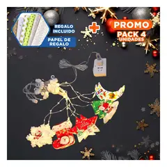 ANIMALIA - Pack4 Iluminacion Tipo Cascada para Sala con Arbol y Estrella Multicolor Y+Papel Regalo