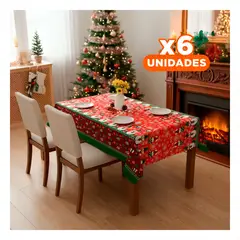 GENERICO - Pack6 Tela de Mesa con Muñeco de Nieve para Decoracion de Cena Festiva en Rojo Y+Regalo Sticker
