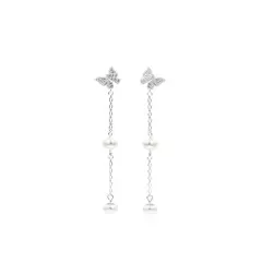 BALIQ - Aretes butterfly Perla Plata 925