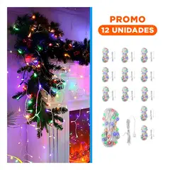 GENERICO - Pack12 Cortina de Luces 300 LED Multicolor para Decoracion Navidena