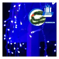 ANIMALIA - Cascada Azul con Cable Transparente LED Y+Guirnalda Nav