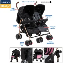 EBABY - Coche Mellicero con Respaldar Negro