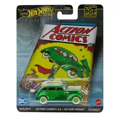 HOT WHEELS - Premium Superman Action Comics 1 Action Sedan verde Llantas de Goma