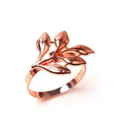 GENERICO - Set de 4 Aros para Servilletas color Bronze modelo Hojitas