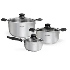 RECORD - Juego De Ollas Noella Acero Inoxidable 6 Piezas Plateado