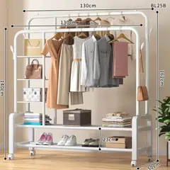 GENERICO - PERCHERO ORGANIZADOR 1,5 M DOBLE BARRA CON ESTANTES LATERALES