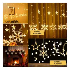 ANIMALIA - Luces Cascada de Navidad Estrella y Copos en Amarillo