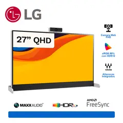 LG - Monitor Libero QHD de 27 2560 x 1440 IPS cámara web Full HD desmontable HDMI USB Tipo C White