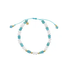 BALIQ - Pulsera Turquesa Perlas Oro 18K