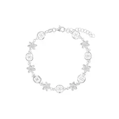 BALIQ - Pulsera Flor Redondo Plata 925