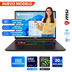 MSI - Laptop Gamer Vector, Core Ultra 7-255HX, 16GB DDR5, 512GB SSD, 16 FULL HD IPS