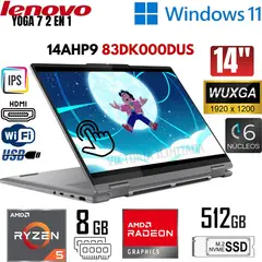LENOVO - Laptop 14HP9 Yoga 7 (2en1) AMD Ryzen5 - 8640HS 8GB RAM 512GB SSD 14" Pulg. WUXGA - 83DK000DUS