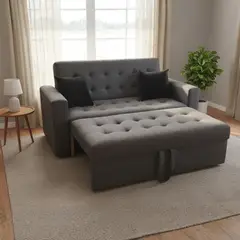 GENERICO - Sofá Cama Mónaco 1.5 Plazas en Tela Antifluido Plomo de 130 cm x 75 cm Extensible a 150 cm