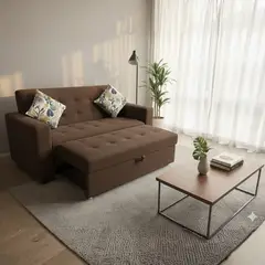 GENERICO - Sofá Cama Mónaco CHOCOLATE - 1.5 Plazas en Tela Antifluido de 130 cm x 75 cm Extensible a 150 cm