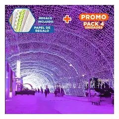 GENERICO - Pack4 Guirnalda de Navidad con Focos LED Lila Decorativos Y+Papel Regalo