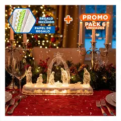 GENERICO - Pack6 Adorno de Nacimiento para Mesa Cristali Y+Papel Regalo