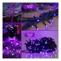 GENERICO - Luces Navidenas Moradas 200 LED con 5 Secuencias para Decorar tu Casa