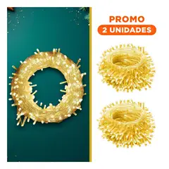 GENERICO - Pack2 Luces Navideñas con Brillo Cálido de 100 Led en Amarillo
