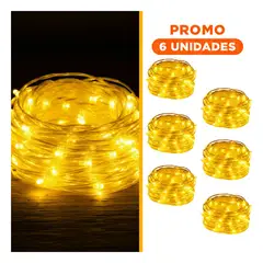 ANIMALIA - Pack6 Foco de 200 LED Navidenas Tradicional Amarillo con Cable Transparente para Fiestas