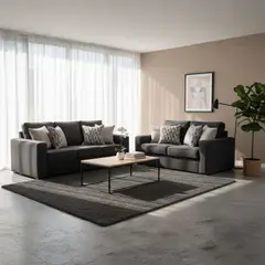 GENERICO - Juego de Sala Monterey 3-2 en Tela Chenille Antifluido con 3 Cojines Decorativos