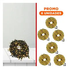 SKYBLOO - Pack6 Rollo de Luces LED de Navidad con 300 Focos y Cable Verde Amarillo