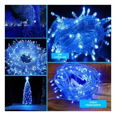 ANIMALIA - Luces Navideñas Lineales con 500 LED y Cable Transparente Azul
