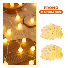 SKYBLOO - Pack2 Luces de Navidad con Esferas Canica Mate Amarillas