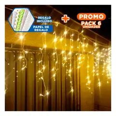 GENERICO - Pack6 Cadena de Luces Amarillo 10 Metros para Decoracion Navidena Y+Papel Regalo