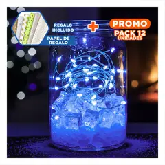 GENERICO - Pack12 Luces Navideñas con 400 Led Lineales para Decorar el Árbol en Azul Y+Papel Regalo