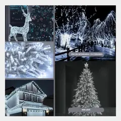 GENERICO - Luces Navideñas para Sala con Cable Transparente de 23 Metros Lineales en Blanco