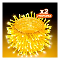 GENERICO - Pack2 Cortina de Luces Navideñas con Efecto Cálido y Diseño Festivo Amarillo Y+Regalo Sticker
