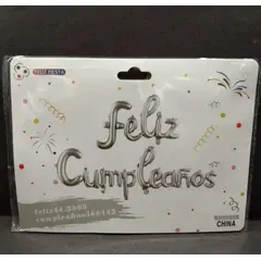GENERICO - GLOBO DE LETRAS FELIZ CUMPLEAÑOS PLATEADO
